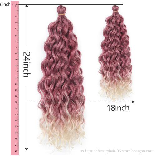 Wholesale Synthetic Crochet Braiding Hair Ocean Wave Braids Hair Extension Pre-Looped Crochet Twist Hair Bulk